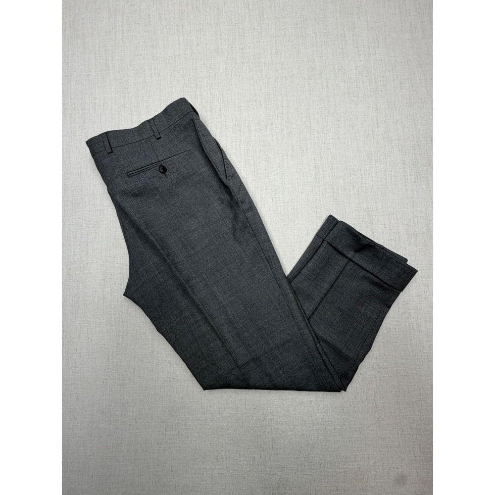 Suitsupply Brescia Grey Wool Pleated Cuffed Trousers Vitale Barberis Canonico 36
